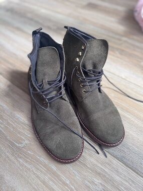 Men's US 8 EU 41 Olive Suede Lace-Up Boots new Portugal made women’s size US 10